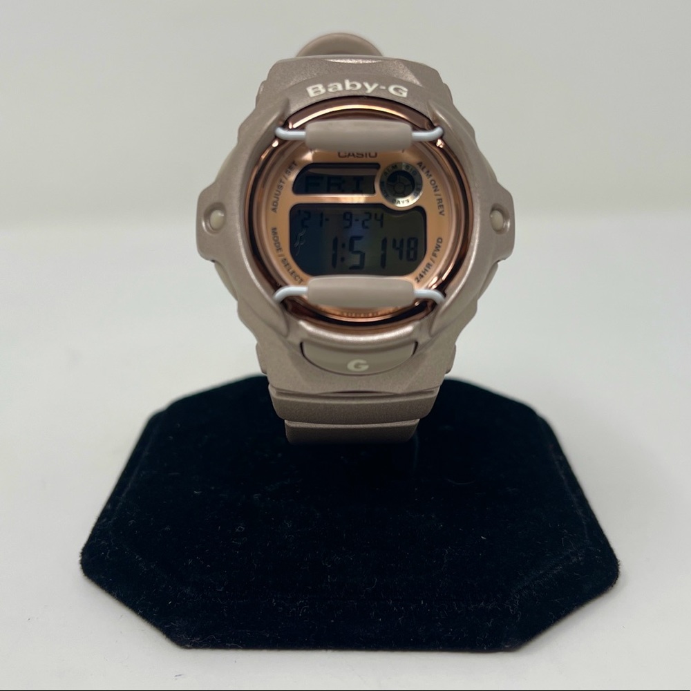 Casio BG169G-4 Women's Baby-G Grey Dial Databank Alarm Pink Resin Digital Watch